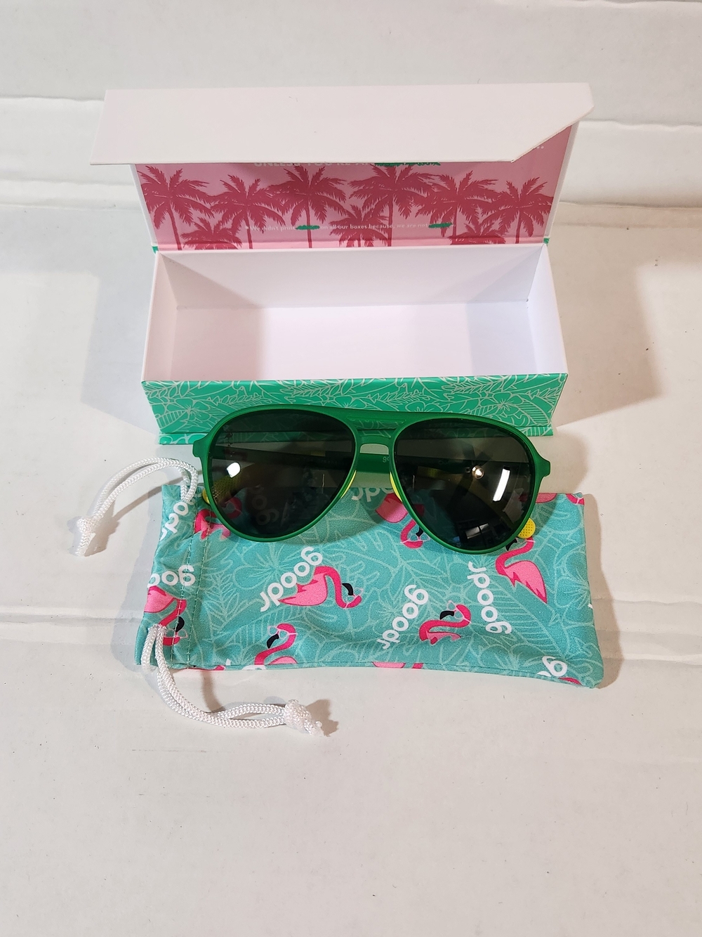 Wonen' Green Aviator Sunglasses with  Pouch, Mach G, Tales From The Greenskeeper